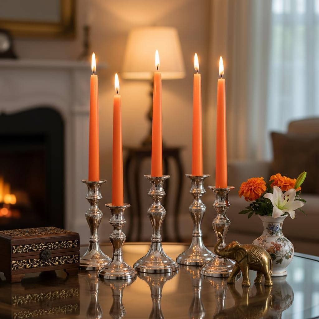4 Pack White Taper Candles丨Taper Candles 10 Inch Dripless丨Unscented & Smokeless Candlesticks Bulk丨7-8 Hours Long Burning Tall Candles丨Ideal for Christmas Weddings Parties Dinner