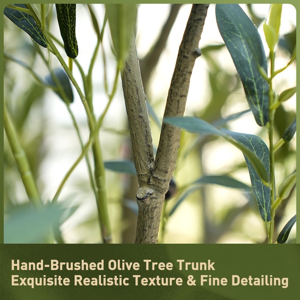 Verinatural Olive Tree Artificial Indoor 6ft - UV Resistant Large Fake Plants - Realistic Faux Olive Tree in Pot - Tall Artificial Plants Outdoor for Home, Patio, Living Room, Office Decor,VN138