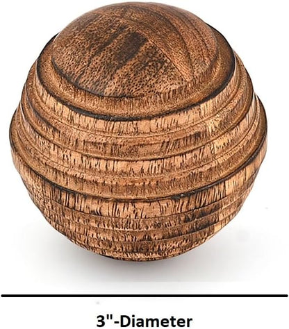 Kimona Decorative Ball Mango Wood Round Balls Set of 3 for Centerpiece or Individual Use (Set of 3), (3" x 3" x 3")
