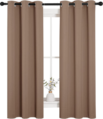 NICETOWN Halloween Pitch Black Solid Thermal Insulated Grommet Blackout Curtains/Drapes for Bedroom Window (2 Panels, 42 inches Wide by 63 inches Long, Black) - Colors D