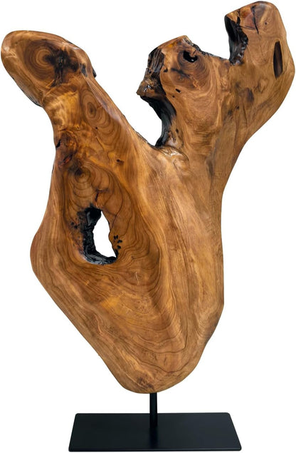WELLAND Irregular Cedar Wood Sculpture 8.75" W x 1.75" D x 17.75" H Natural Edge Tabletop Statues, Handmade Ornaments, Décor for Living Room, Home Office, Bedroom,