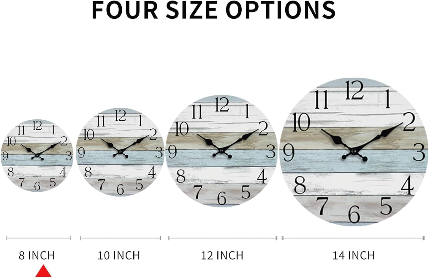 Wall Clock, Rustic Wall Clocks Battery Operated Silent Non Ticking, Country Round Wooden Clocks Farmhous Wall Decorative for Kitchen, Bathroom, Living Room (Gray 8 Inch)