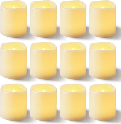 Homemory 24Pack Flickering Flameless Votive Candles,200+Hour Electric Fake Candles,Battery Operated LED Tealight for Wedding,Outdoor,Table,Halloween,Christmas Decor(Warm White,Battery Included)
