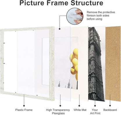 12x12 Picture Frame Set of 9, Display Pictures 8x8 with Mat or 12x12 without Mat, Multi Collage Gallery Square Photo Frames for Wall or Tabletop, Black