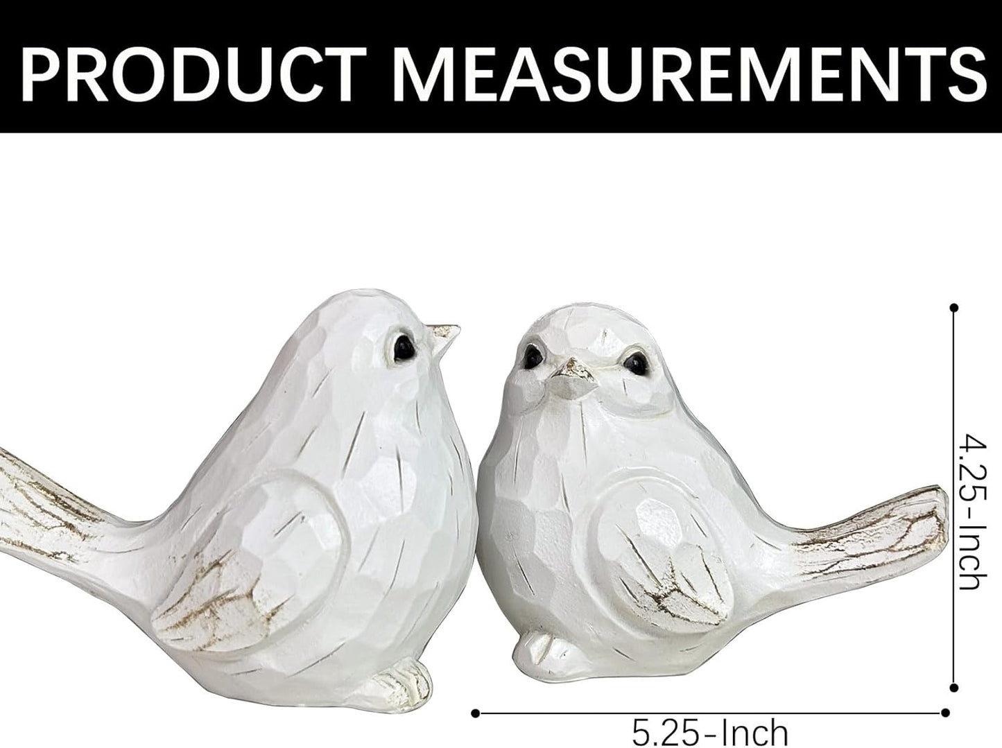 New White Modern Farmhouse Bird Figurine, Bird Statue Sculpture - Carved Rustic Distressed Animal Bird Ornaments - Home Decor Accents Collectible Bird Figurine | Spring