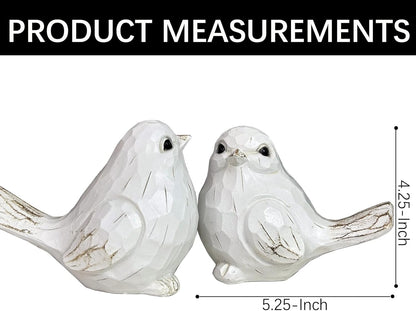 New White Modern Farmhouse Bird Figurine, Bird Statue Sculpture - Carved Rustic Distressed Animal Bird Ornaments - Home Decor Accents Collectible Bird Figurine | Spring
