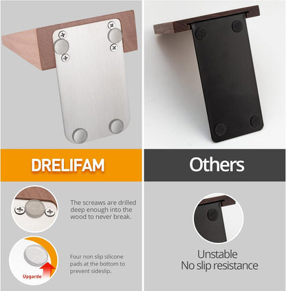 DRELIFAM Wood Handmade Book Ends to Hold Books Large Heavy Duty Bookends for Shelves Decorative Book End for Heavy Books