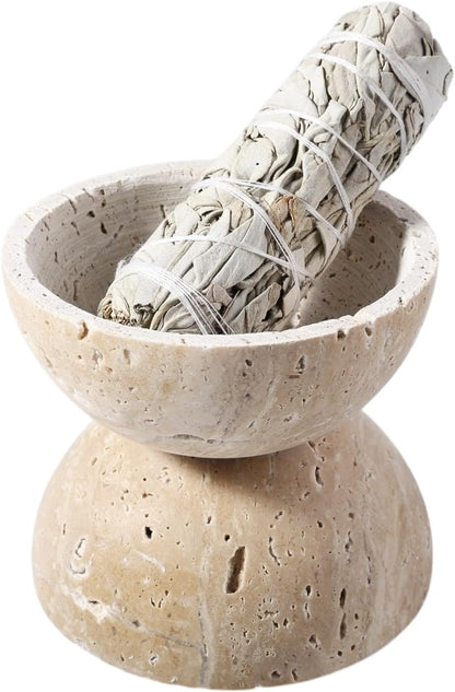 Koville Natural Marble Incense Holder, Incense Holder for Sticks with 9 Holes, Handmade Incense Burner Ash Catcher for Meditation Yoga SPA, Balsam Fir/Palo Santo/Sage/Cone (Green)