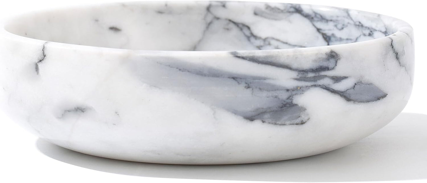 6.7" Large Decorative Bowl, Natural Marble Decorative Bowls for Home Decor, Key Bowl, Candy Bowl, Smudge Bowl, Coffee Tables Centerpiece (Natural Black)