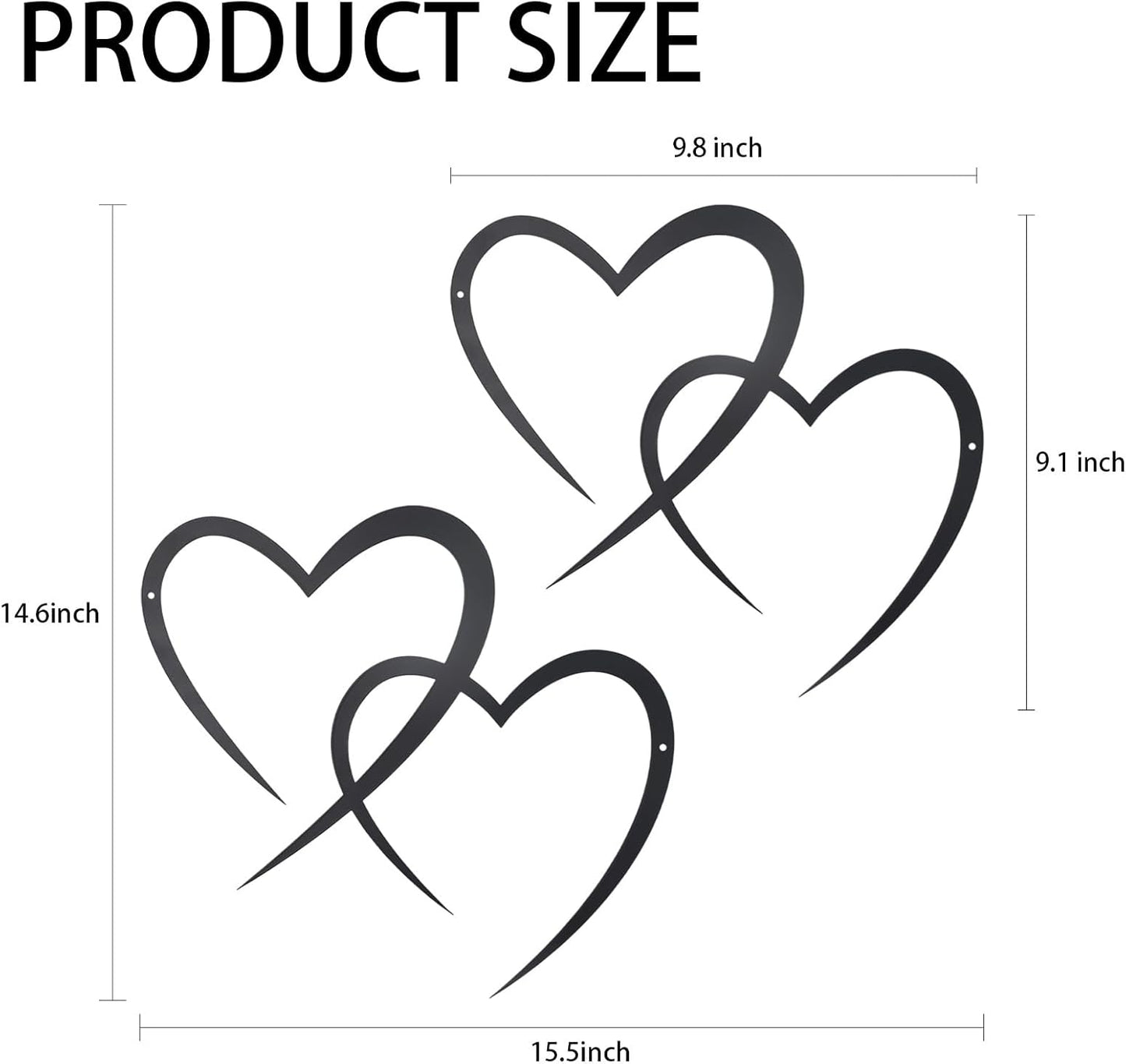 OYEFLY Infinity Heart Metal Wall Decor,Infinity Heart Wall Decor for Room Living,Wedding Decor (Black, style3 11.4 x 10.7in)