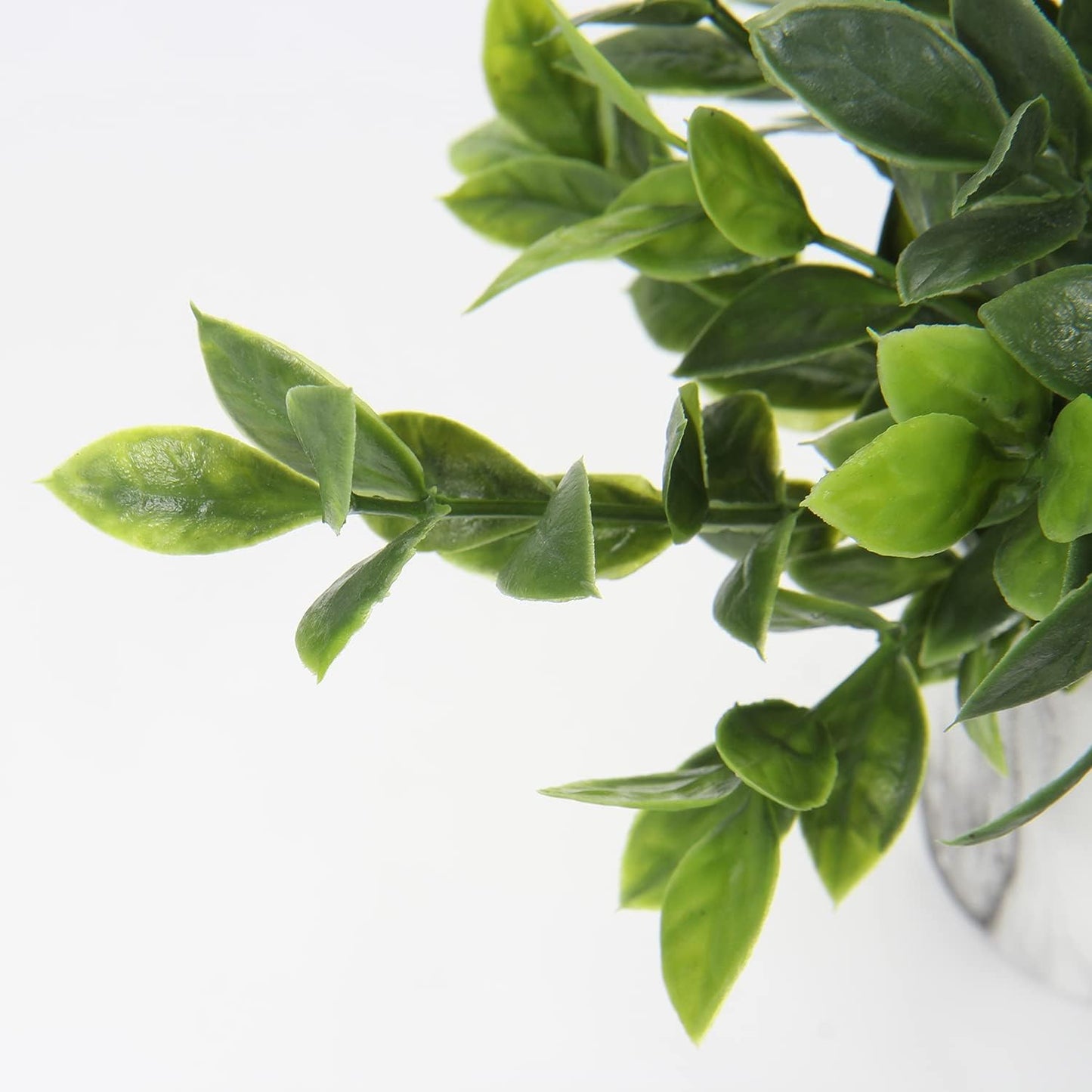 Hollyone Mini Artificial Potted Plants Fake Plants in Marble Pots, 1Pcs Plastic Eucalyptus Greenery Faux Plants for Home Office Desk Room Centerpiece Shelf Décor