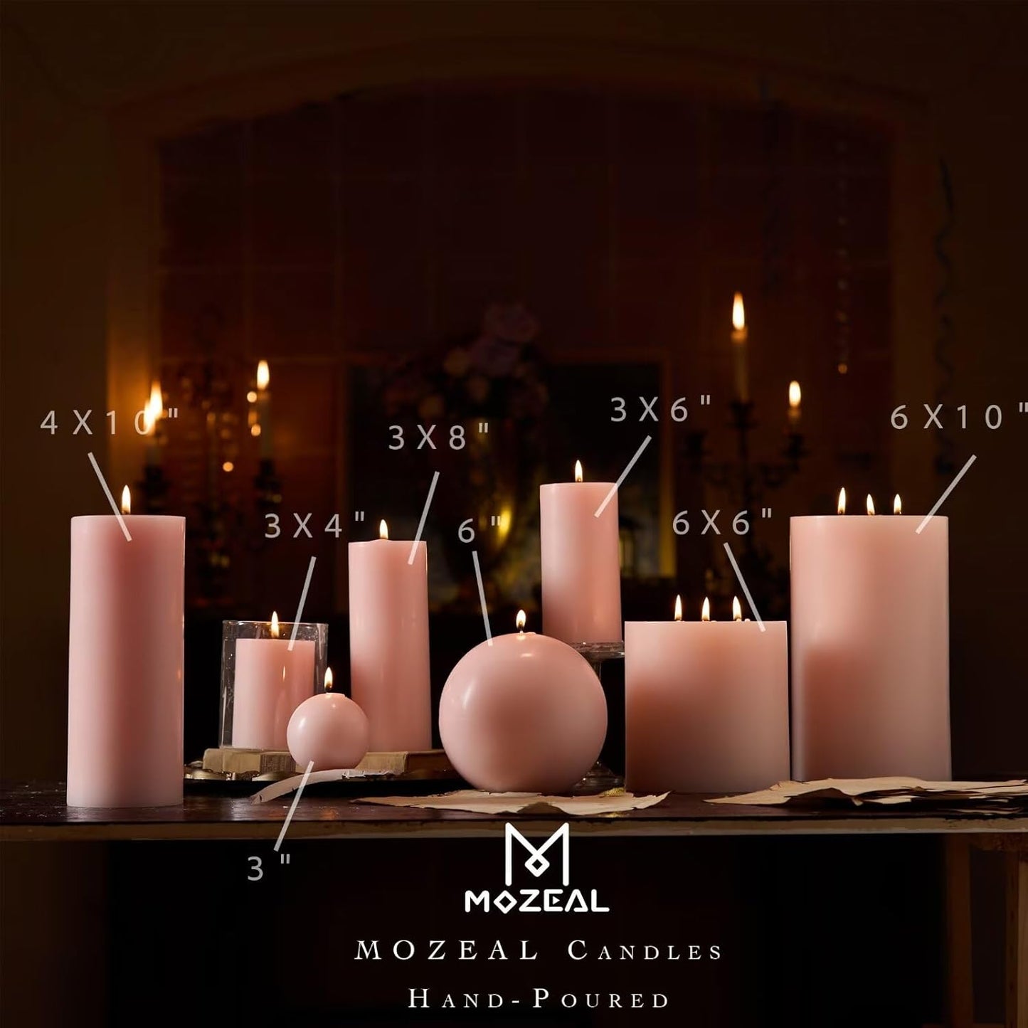 MOZEAL 3" x 4" Hand-Poured Unscented Candle,Dripless Pillar Candle Set of 3,Long Clean Burning,Approx 72 Hours Burn Time,Rustic Country Style,Wedding,Dinner,Christmas and Home Decor,White