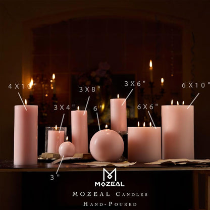 MOZEAL 3" x 4" Hand-Poured Unscented Candle,Dripless Pillar Candle Set of 3,Long Clean Burning,Approx 72 Hours Burn Time,Rustic Country Style,Wedding,Dinner,Christmas and Home Decor,White