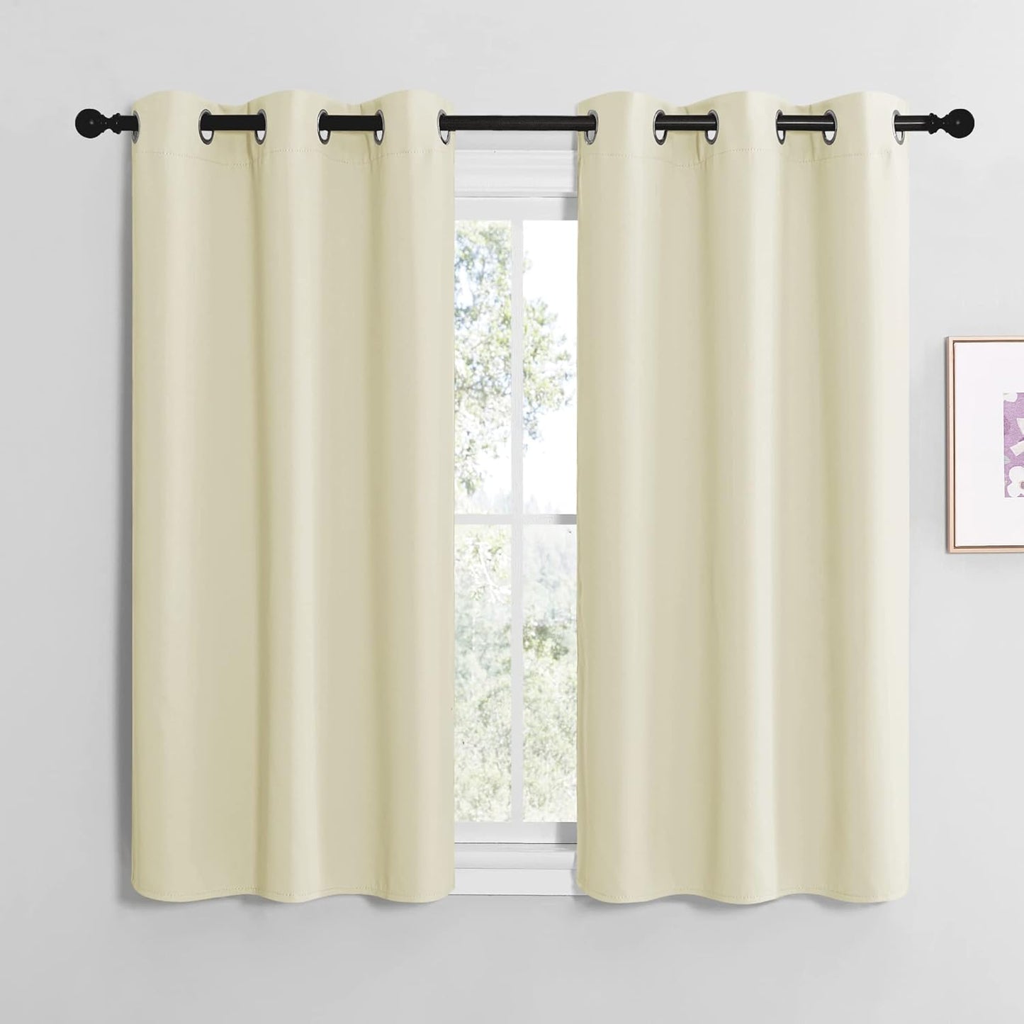 NICETOWN Halloween Pitch Black Solid Thermal Insulated Grommet Blackout Curtains/Drapes for Bedroom Window (2 Panels, 42 inches Wide by 63 inches Long, Black) - Colors C