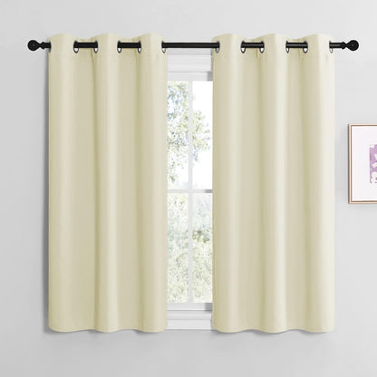 NICETOWN Halloween Pitch Black Solid Thermal Insulated Grommet Blackout Curtains/Drapes for Bedroom Window (2 Panels, 42 inches Wide by 63 inches Long, Black) - Colors C