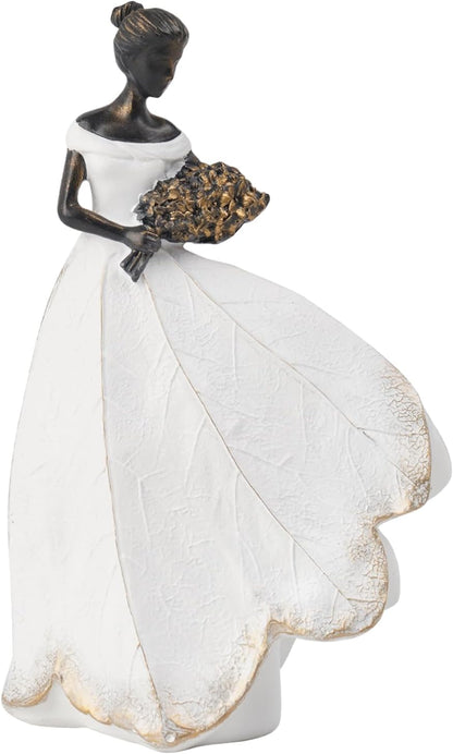 Guichifun Fairy Statue Collection Home Decoration - Leaf Angel Girls Resin Modern Table Decor for Living Room Office Sculpture Decor for Women Indoor Rustic Figurines Gift 5 x 3 x 7.5 Inch