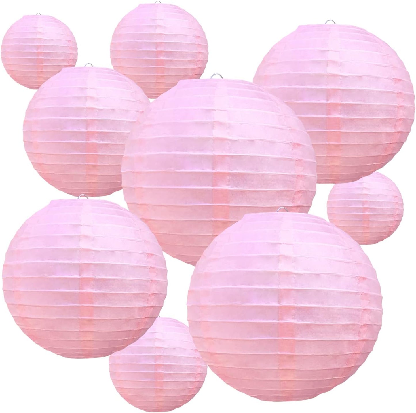 BEISHIDA 10Pcs White Paper Lanterns Decorative Chinese/Japanese Hanging Round Paper Lanterns Lamp for Birthday, Wedding, Christmas, Bridal, Home Decor, Party Decoration(Size of 4”, 6”, 8”, 10”)