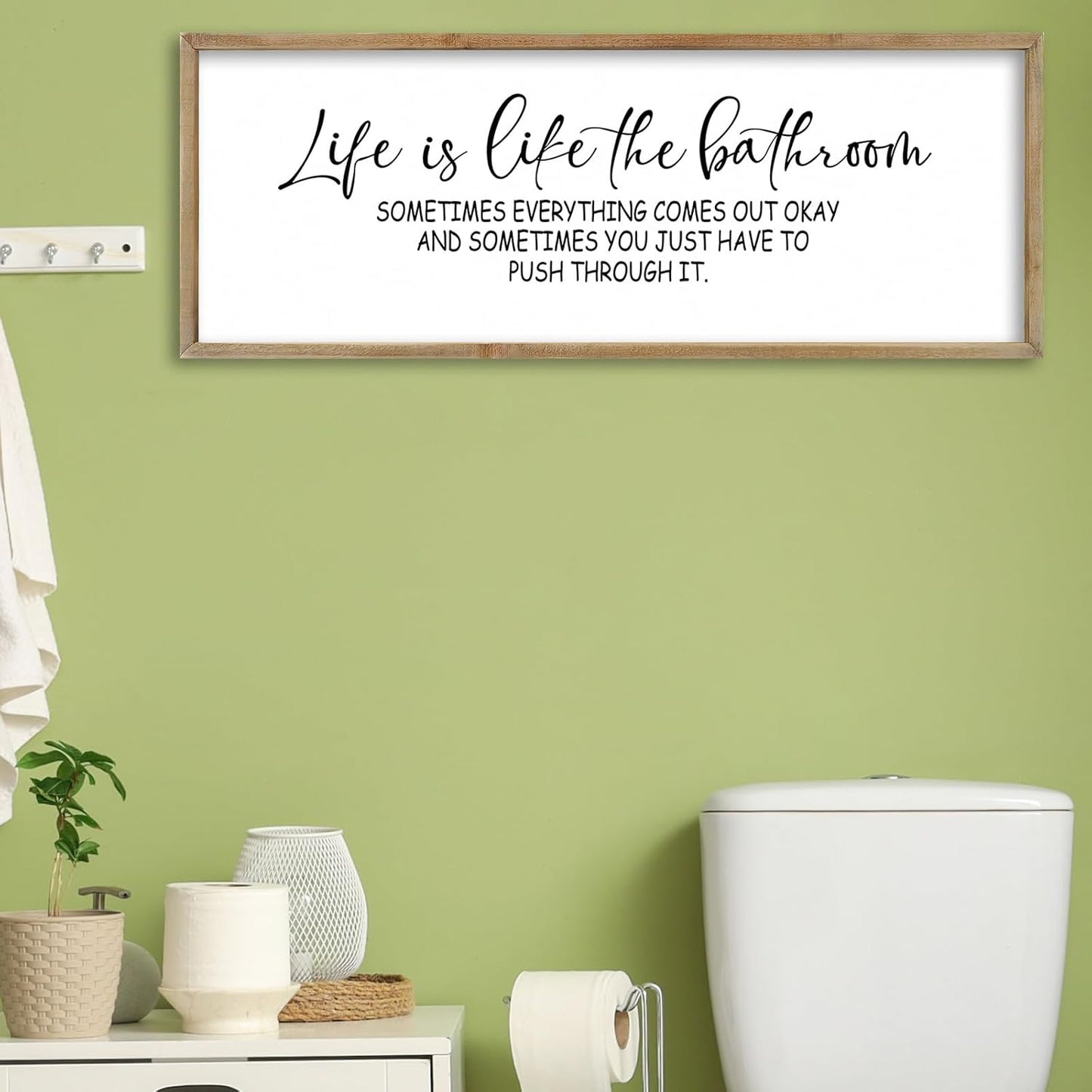 FZMHASLWW Gather Sign Wall Decor 32"×12" Large Wooden Framed for Dining Room Simple Home Kitchen Hanging Art (Wood)