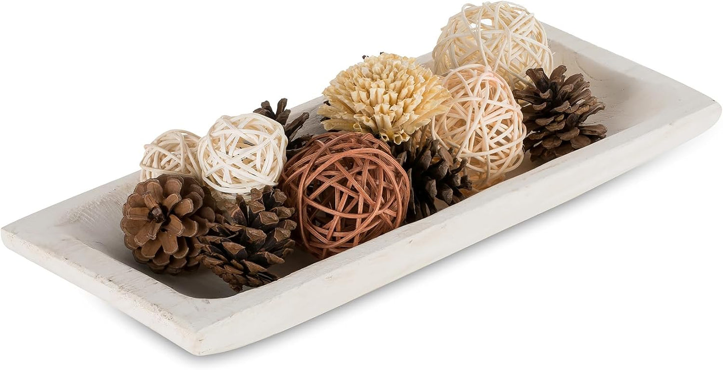 Hanobe Decorative Wooden Dough Bowl: Wood Bowl Decor for Entry Table Decor Coffee Table DecorDining Room Kitchen Decor, Brown