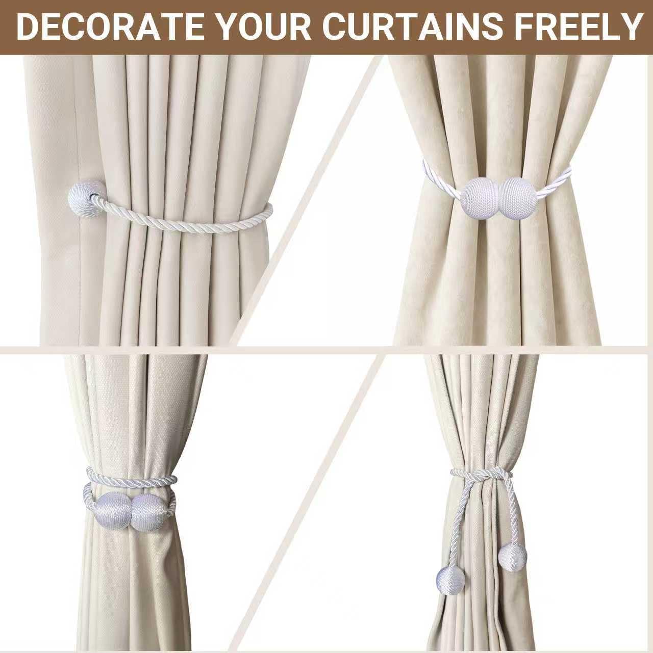 Hion Magnetic Curtain Tiebacks Black 2pcs, Curtain Tiebacks Buckles Holdbacks Holders Hooks Clip for Home Outdoor Bedroom Office Decorative Curtain