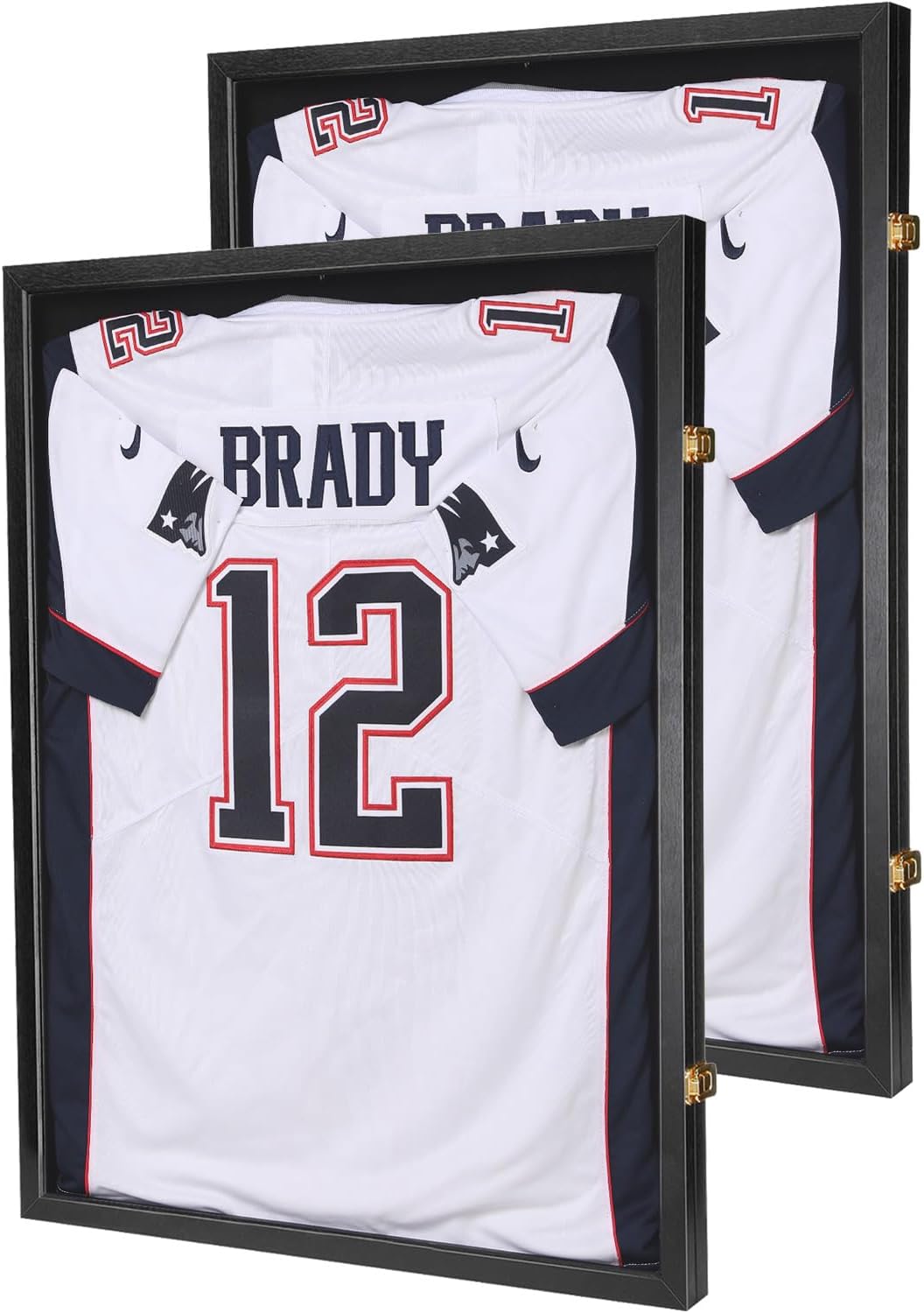 Jersey Wooden Frame Display Case -Shadow Box with 98% UV Protection Acrylic and Hanger for L or XL Baseball Basketball Football Hockey Sport Shirt and Uniform Gifts for Men (Black, 1 Pack)