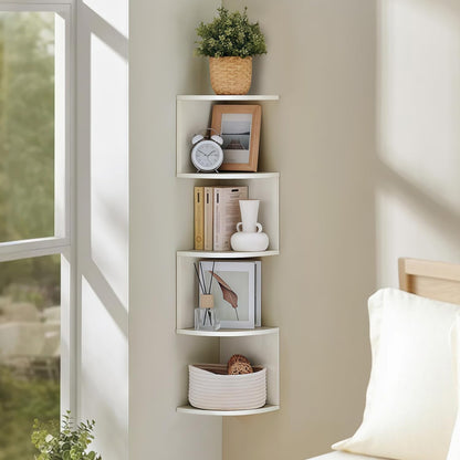 5-Tier Floating Corner Shelf Wall Mount, Heavy Duty Wall Corner Bookshelf, Multi-Purpose Plant Display Shelf for Bedroom Living Room Bathroom Home Office, (Black)