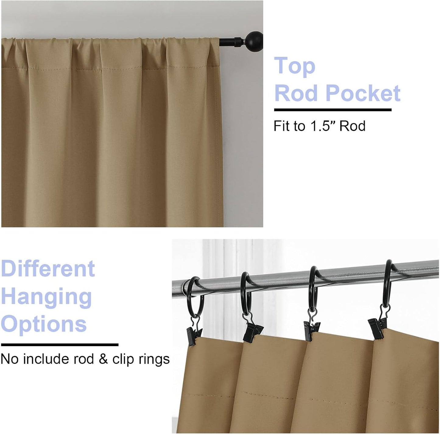 Simplebrand Ava Sage Green Blackout Curtains for Bedroom 63 Inch Length 2 Panels Set, Solid Thermal Insulated Energy Saving Rod Pocket Window Treatment Curtains Blackout Drapes, W40 x L63 Inch, Sage - Colors C