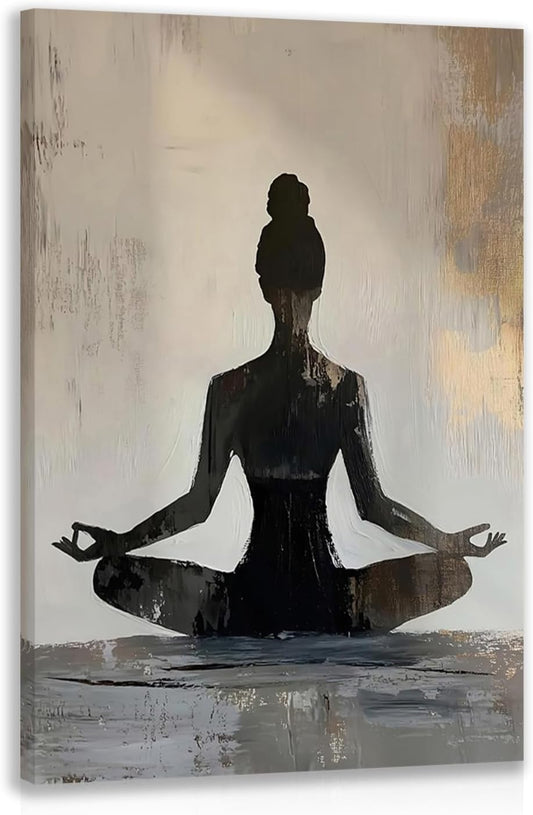 GELDSTEI Calm Zen Botanical Canvas Wall Art, White Lotus Blooming on Stones in Water Aesthetic Pictures, Yoga Spa Meditation Room Decor, Modern Spiritual Poster Prints for Zen Office Framed Set of 3, Each 12x16 Inch