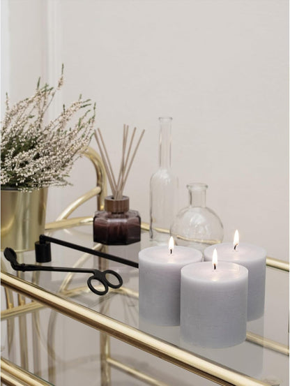 CANDWAX 3x4 inch Pillar Candles Set of 3 – Unscented Dripless Rustic Dark Blue Candles for Room Decor, Weddings, Centerpieces