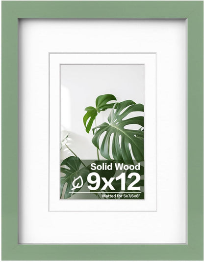 Egofine 12x16 Picture Frame Black, Covered by Plexiglass Made of Solid Wood, Display Pictures 9x12 and 11x14 with Mat or 12x16 Without Mat, for Wall Mounting Photo Frame - Colors A