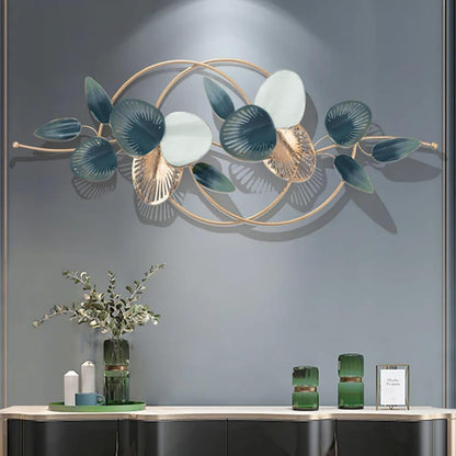 homary Large Metal Wall Art – 47.2" Modern 3D Abstract Geometric Overlapping Design, Iron Wall Decor for Living Room, Dining Room, Office