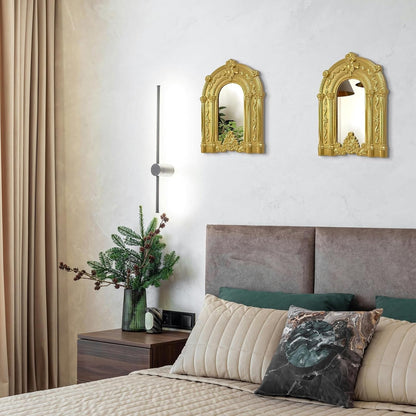 ZEXUIRU 4 Set. Rustic Wall Mirrors for Bedroom Bathroom Living Room Entryway Wood Farmhouse Square Easy to Hang Framed Decorative Accent Hanging Wall-Mounted Mirror Set for Living Room - Black