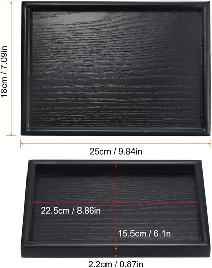 PATIKIL Wood Serving Tray 12x8 Inch Outer Base, Rectangular Decorative Platter for Home Decor Kitchen Table Candle Holder, Black