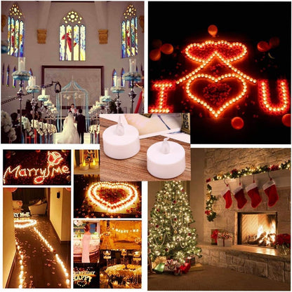 Nancia 100PACK Flameless LED Tea Lights Candles, Realistic and Bright Flickering Long Lasting 200Hours Battery-Powered, Ideal Party, Wedding, Birthday, Gifts Home Decoration Warm Yellow
