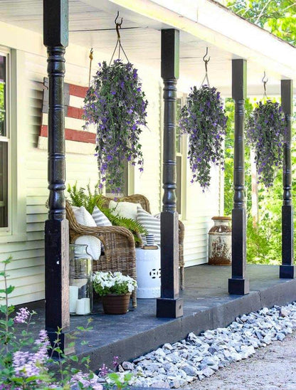 RECUTMS Artificial Hanging Plants Fake Hanging Plant Faux Eucalyptus Leaf Greenery Vine Outdoor UV Resistant Plastic Plants Home Garden Wedding Party Indoor Outdoor Decorations(White)