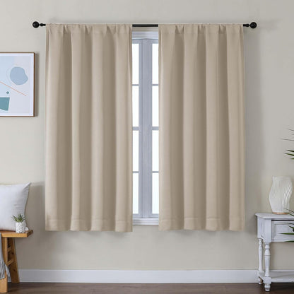 Simplebrand Ava Sage Green Blackout Curtains for Bedroom 63 Inch Length 2 Panels Set, Solid Thermal Insulated Energy Saving Rod Pocket Window Treatment Curtains Blackout Drapes, W40 x L63 Inch, Sage - Colors B