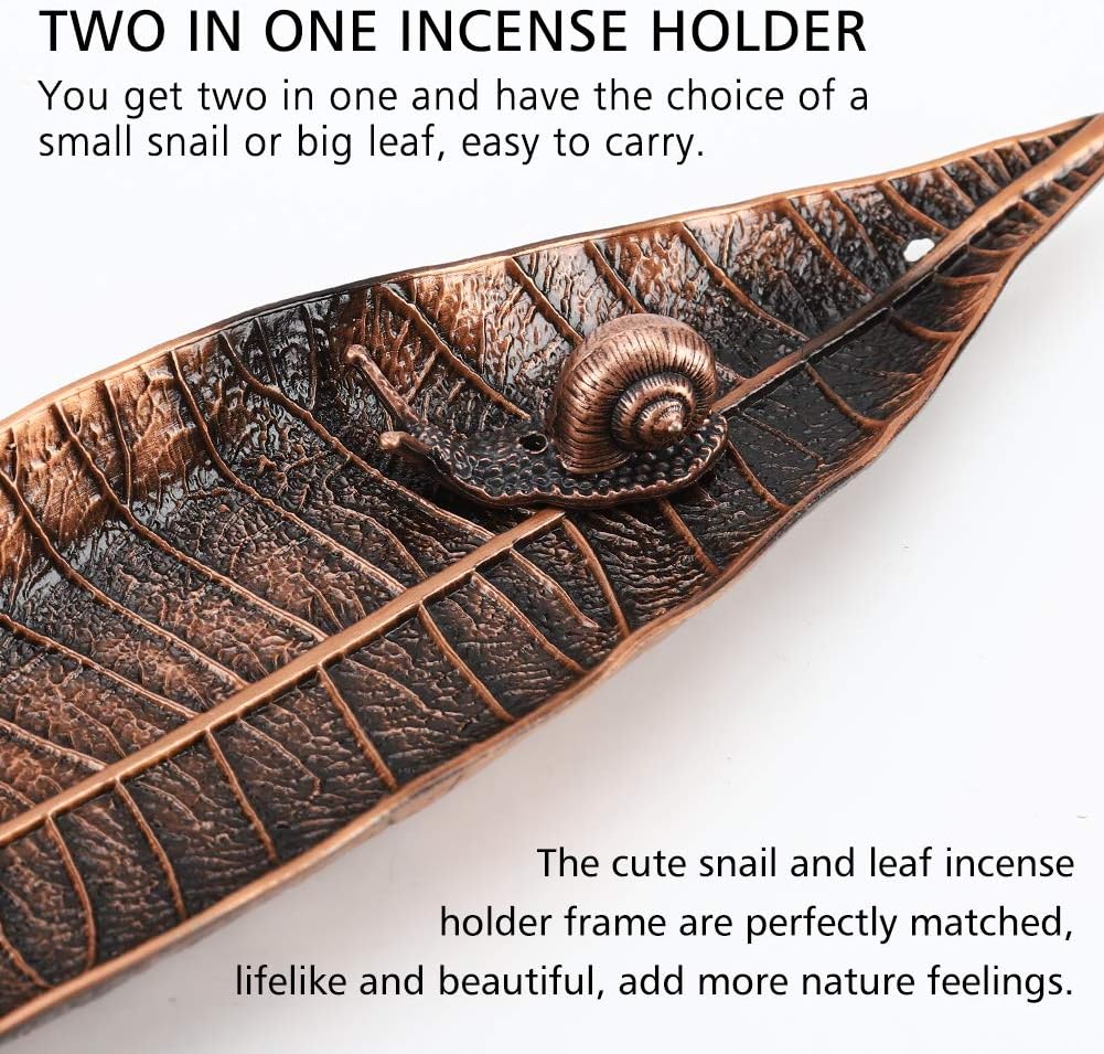 Accmor Incense Holder Set, Leaf and Snail Incense Burner, Incense Ash Catcher, Incense Sticks Holder for Counters, Meditation Room, Yoga, Home, Office, Gold