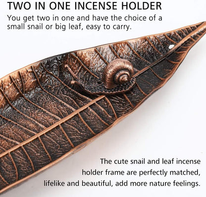 Accmor Incense Holder Set, Leaf and Snail Incense Burner, Incense Ash Catcher, Incense Sticks Holder for Counters, Meditation Room, Yoga, Home, Office, Gold