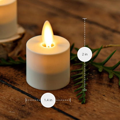 Luminara Flickering Flameless Pearl Ivory Tealights - Warm LED Light Flame Votives - Battery Operated Decor for Dining Room Table Centerpieces, Fireplace Mantel, Dinner Party, Reception - Set of 4