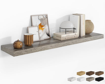 RICHFOCUS 72Inch Floating Shelves for Wall 2 Pack Shelves for Bedroom|Kitchen|Bathroom Wall Mounted Rustic Wood Floating Shelf with Invisible Brackets for Books|Storage|Decor, Rustic Brown