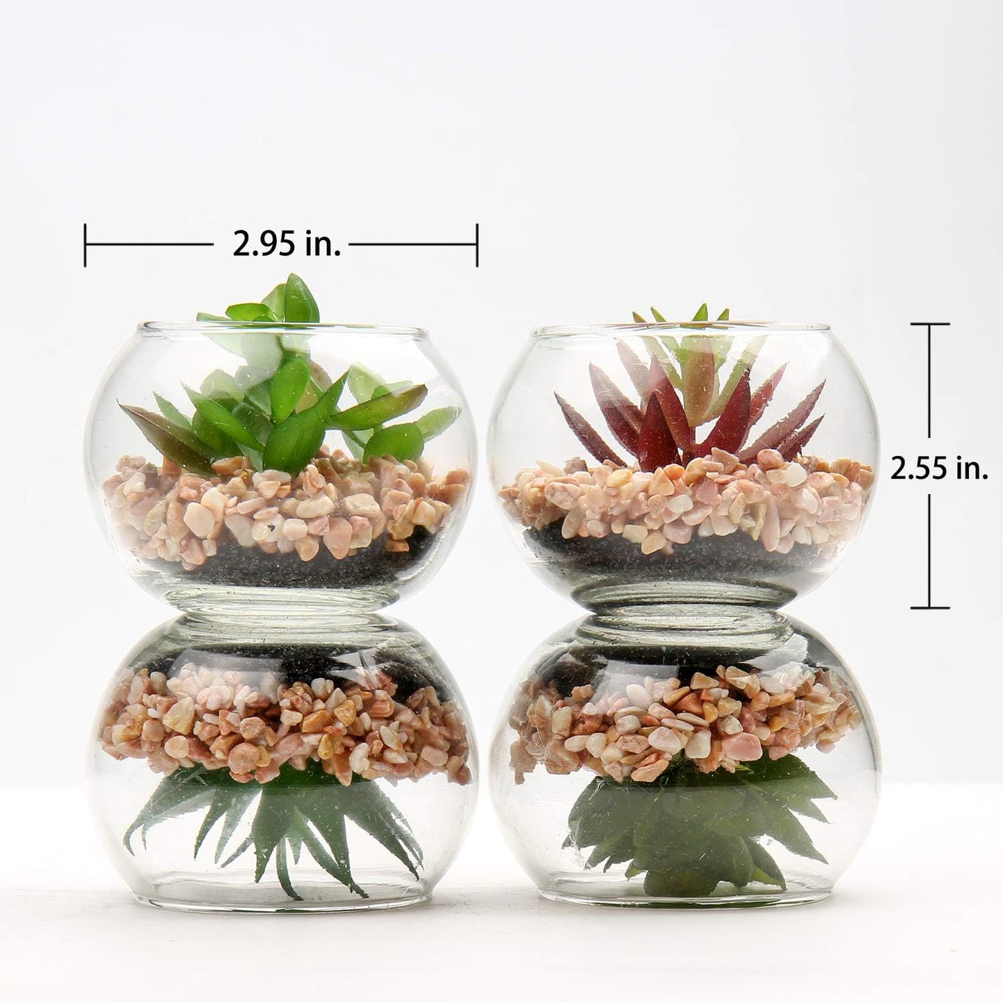 Briful Mini Fake Plants 4 Packs Succuletns Artificial Potted Plants in Cube Glass Vase Faux Succulents for Bathroom Living Room Kitchen Shelf Table Decor