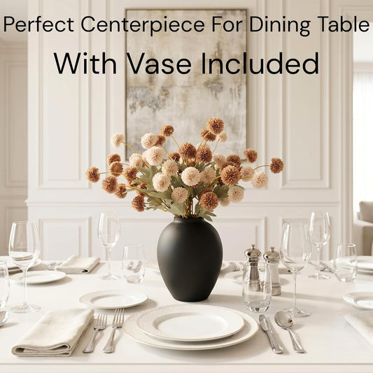 100pcs Artificial Flowers Arrangement With Vase Included, Dining Table Centerpiece Decorations, Fake Flowers in Vase, Dried Pampas Grass Floral Centerpieces, Coffee Table Decor, Centro de Mesa