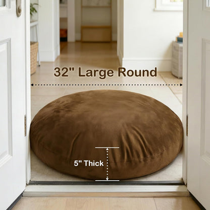 Codi Large Meditation Cushions – Round Floor Pillows for Adults with Removable Washable Cover, Soft and Supportive Floor Cushion for Yoga, Seating and Dog Bed, 32 inch - Grey
