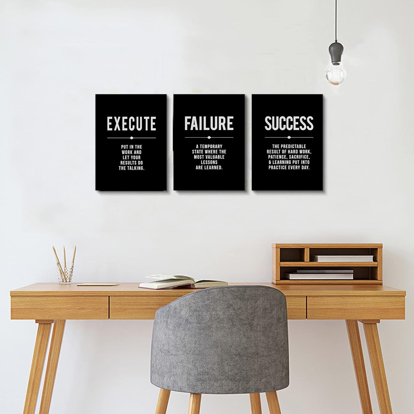 Inspirational Canvas Painting Wall Art -EPHANY ART,Mindset Quotes Prints, Success Framed Entrepreneur Poster Positive Quotes Wall Poster for Home Office Workplace (M-3pcs,12x16inchx3pcs)