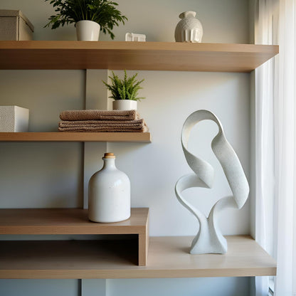 10" Modern Abstract Ribbon Decorative Sculpture, Knot Sculptures,Home Decor,Coffee Table Statues,Dining Living Room Desk Decor（White）