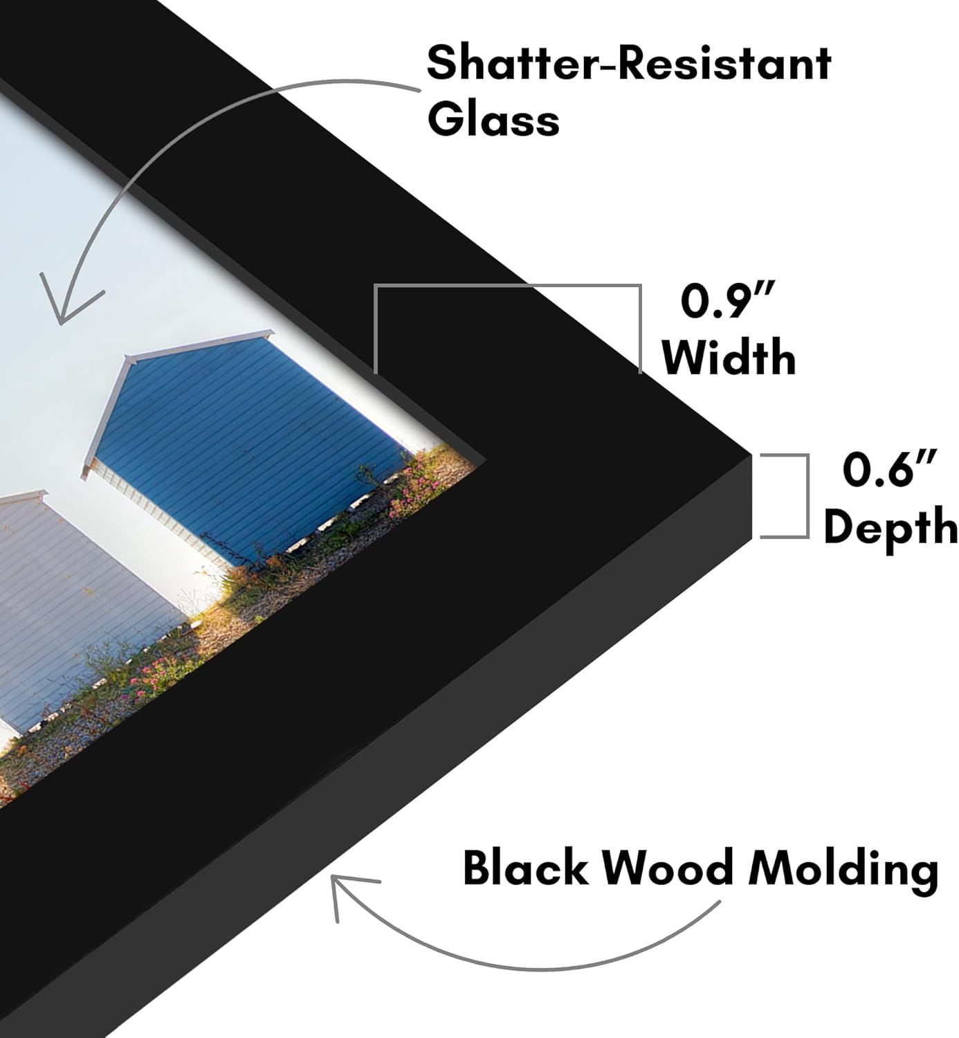 Americanflat 12x18 Poster Frame with Shatter-Resistant Glass - Signature Collection - Gallery-Style Frames Made of Engineered Wood - Photo Frame for Wall Display - Black - Colors C
