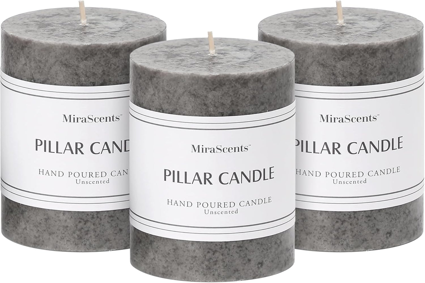 3x4 inch Green Pillar Candles Set of 3, Unscented Pillar Candle, Dripless and Smokeless Large Candles, Candle for Home Decor, Dinner Table,Weddings, Holidays