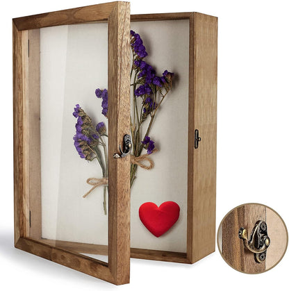 TJ.MOREE Shadow Box Frame 8 x 10 Shadowbox Display Case Picture Frame with Linen Back Memorabilia Bouquet Medals Military Photos Memory Box