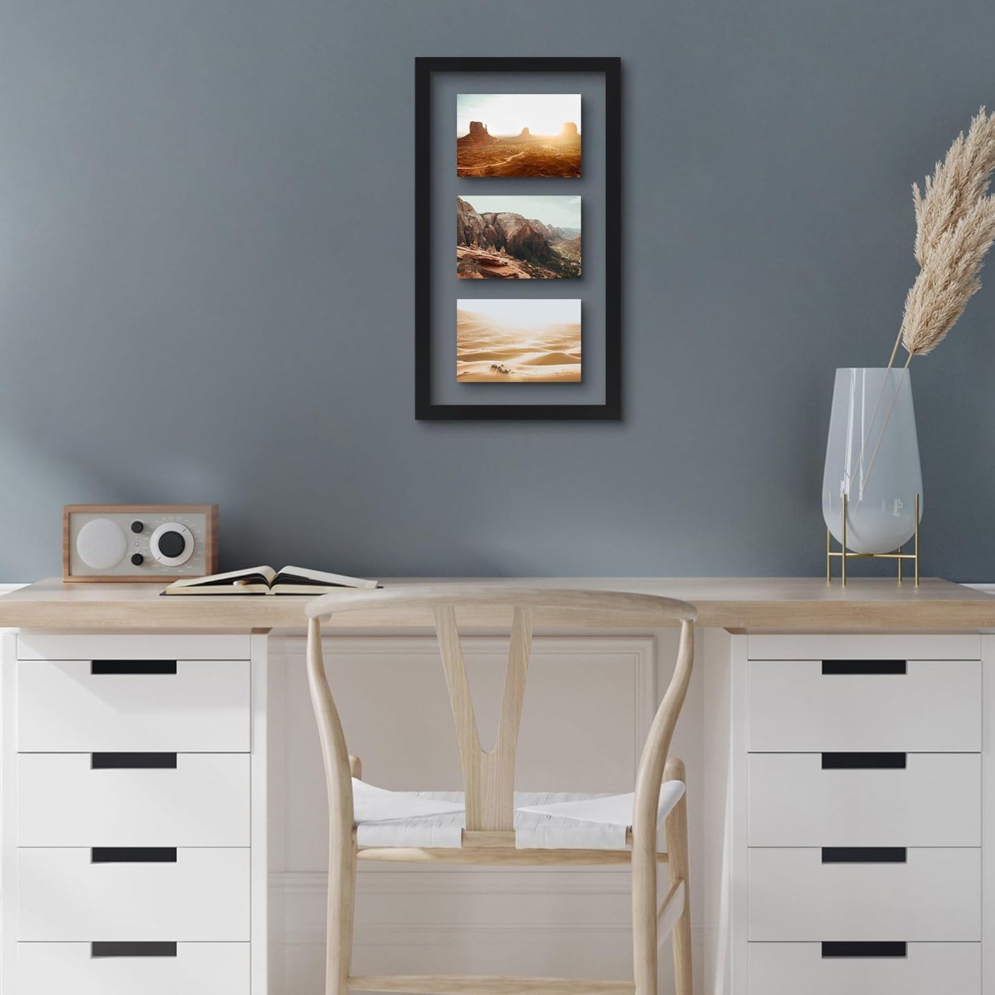Americanflat 4x6 Collage Picture Frame with Shatter-Resistant Glass - Fits Five 4x6 Photos or Use as One 11x14 Picture Frame - Signature Collection - Collage Frames for Wall Display - Black