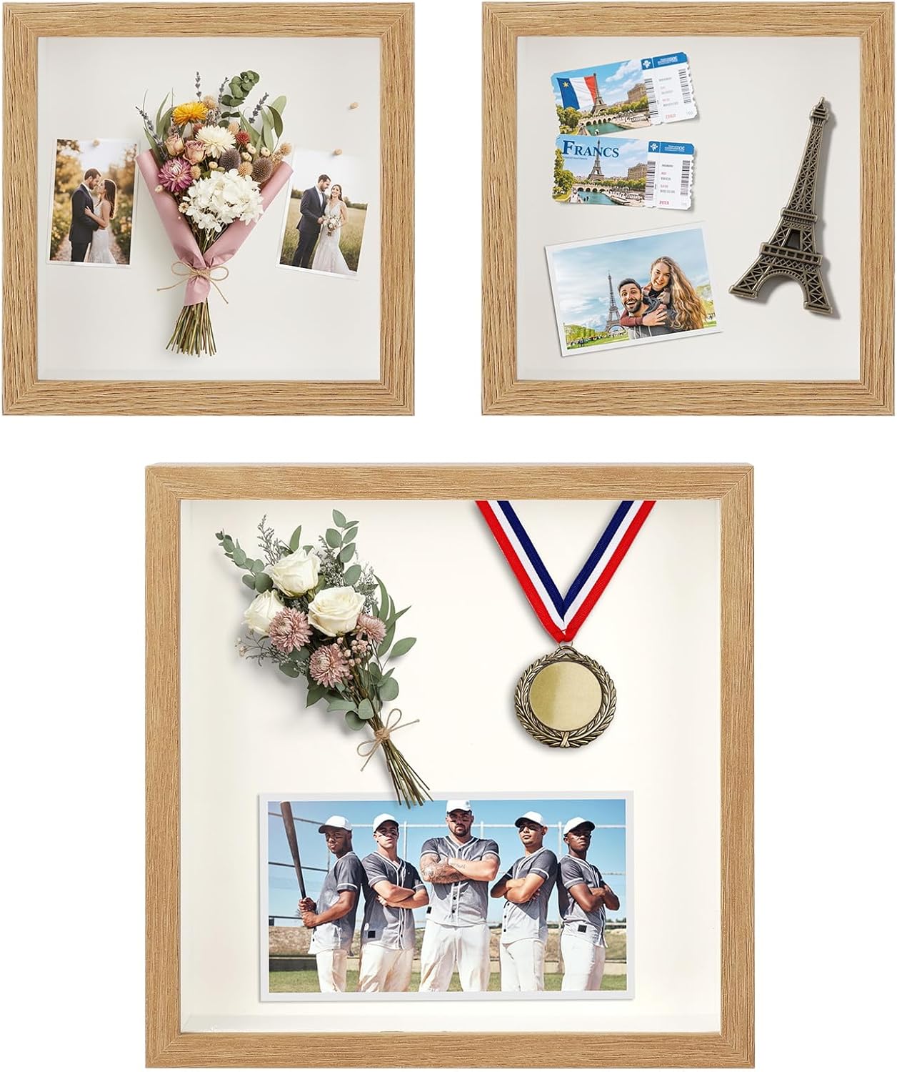 6 Pcs Shadow Box Frame - 5x5 Square Frame Display Case for Sports Memorabilia & Wedding Keepsakes - Wall Mountable Display Box for Medals, Photos, Dried Flowers (Black)
